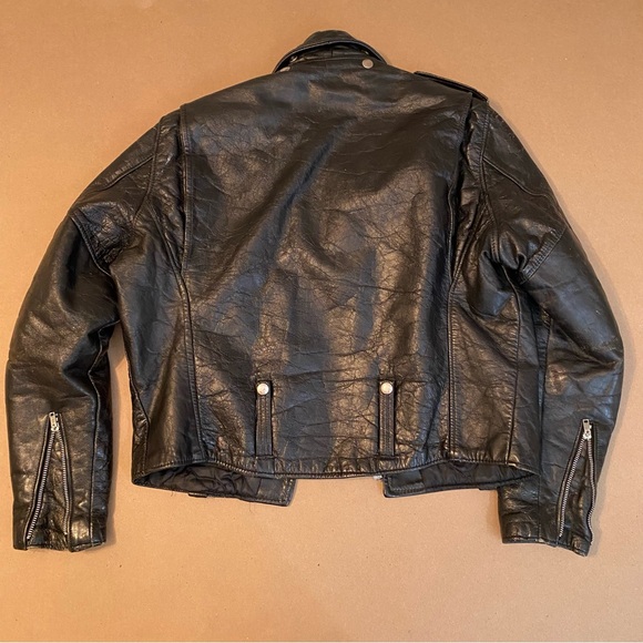 AMF Harley Davidson 70s Black leather cropped biker jacket - Picture 7 of 7